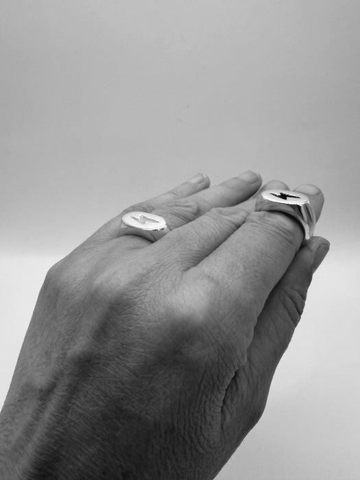 Lightening Bolt Signet Ring